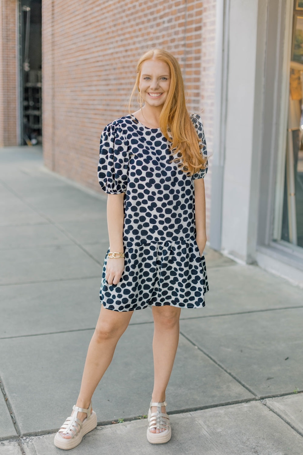 Penny Polka Dot Ruffle Bottom Dress