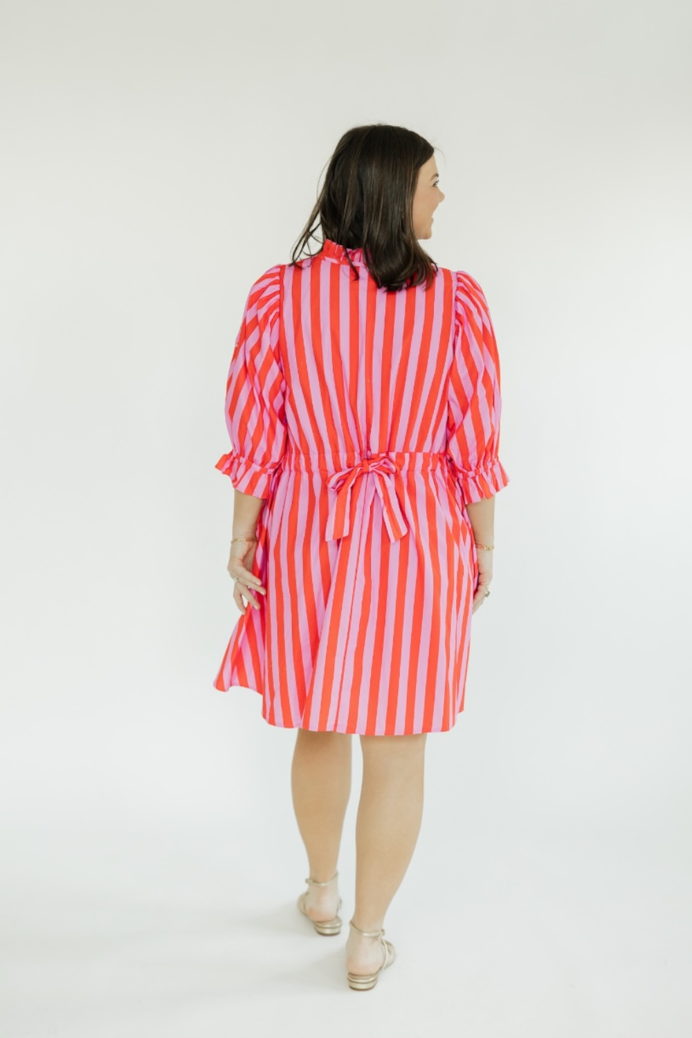 The Farah Pink Striped Dress (S-2XL)