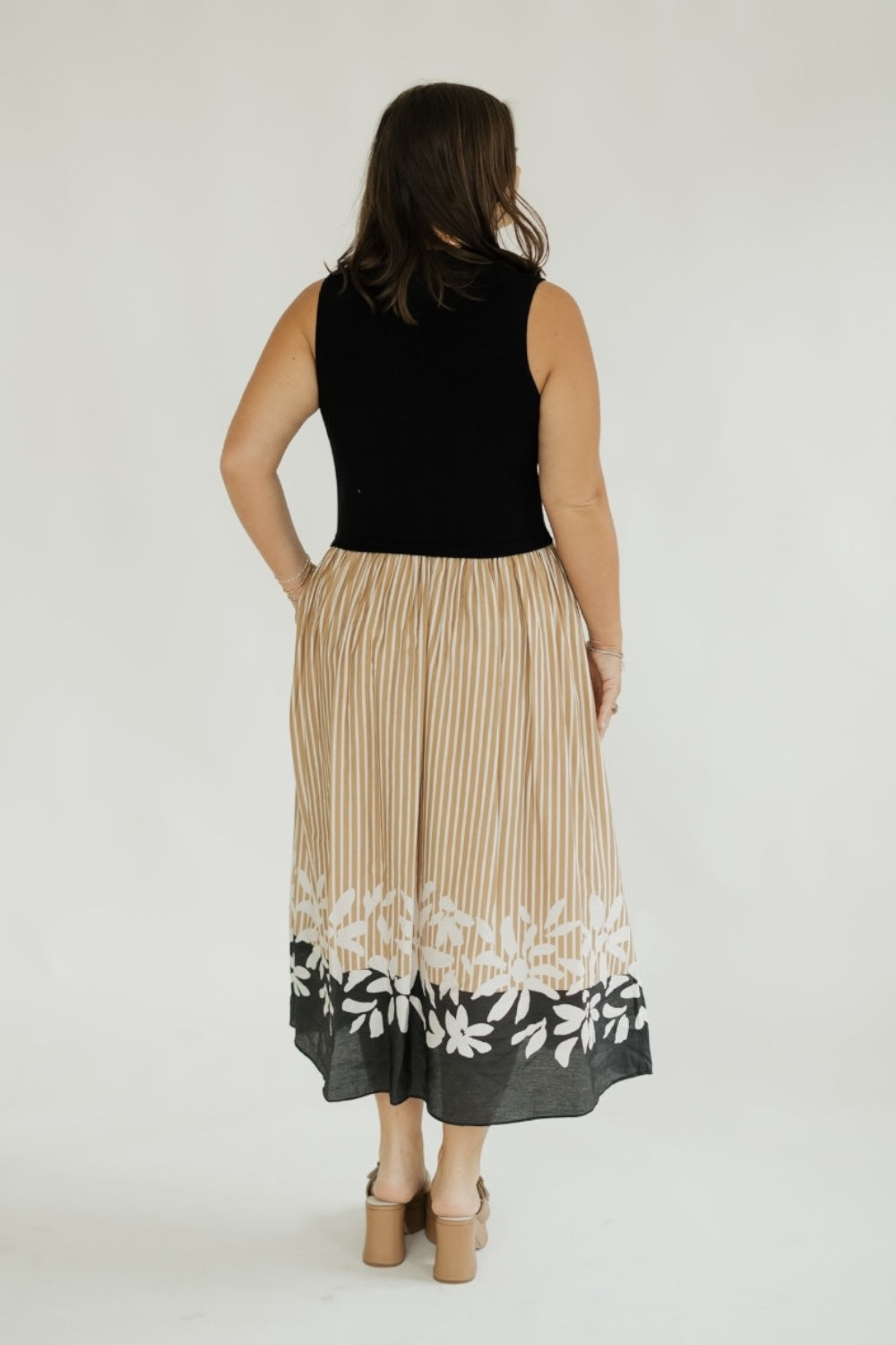 Sarah Mixed Media Midi Dress