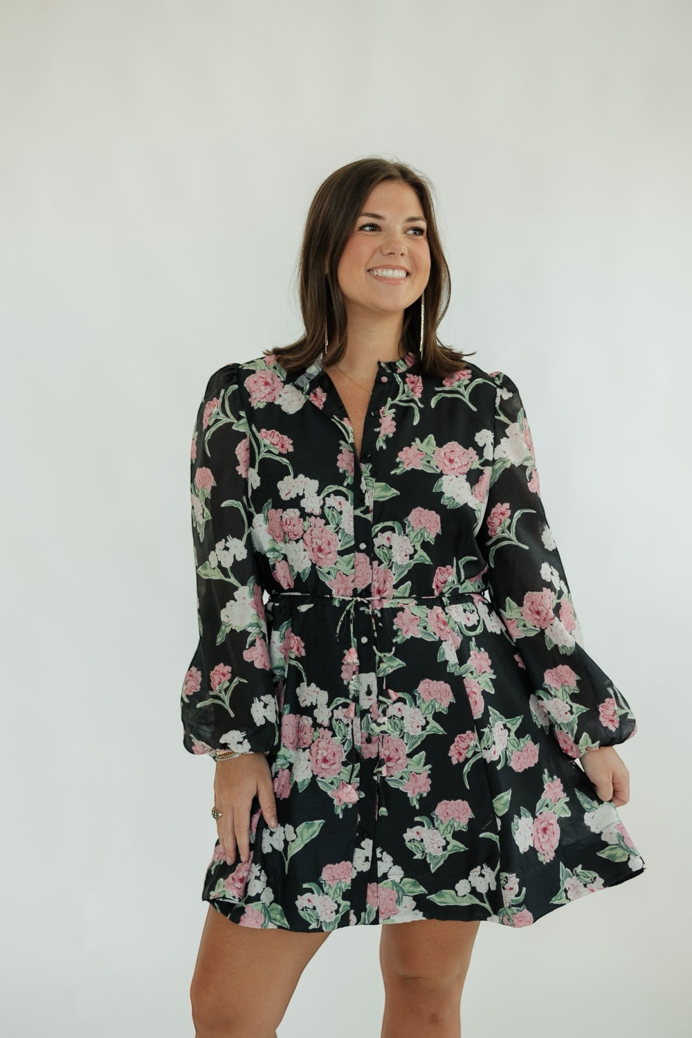 Nina Black Floral Mini Dress