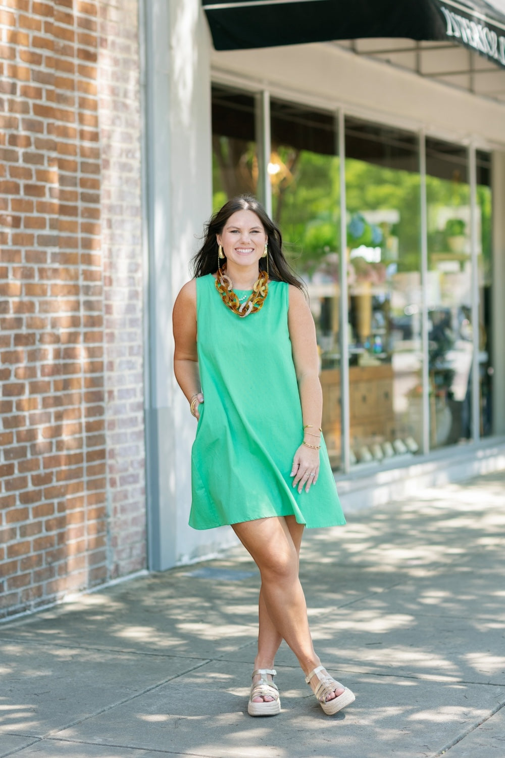 Kelly Green Cotton Dress (XS-XL)