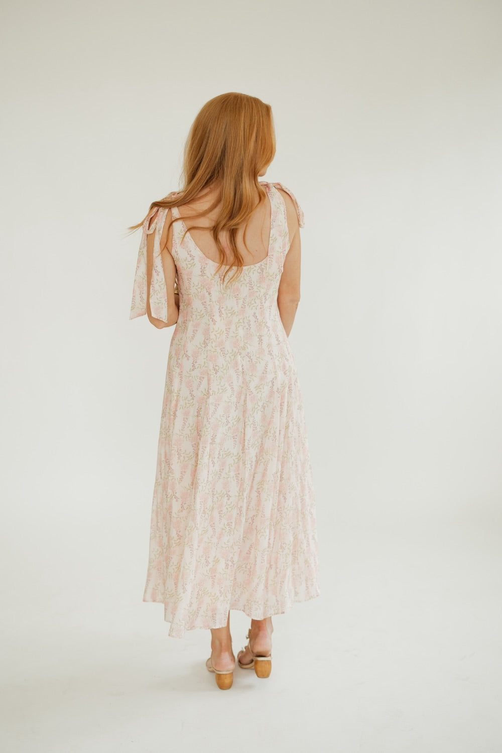 Skyla Pink Floral Midi Dress