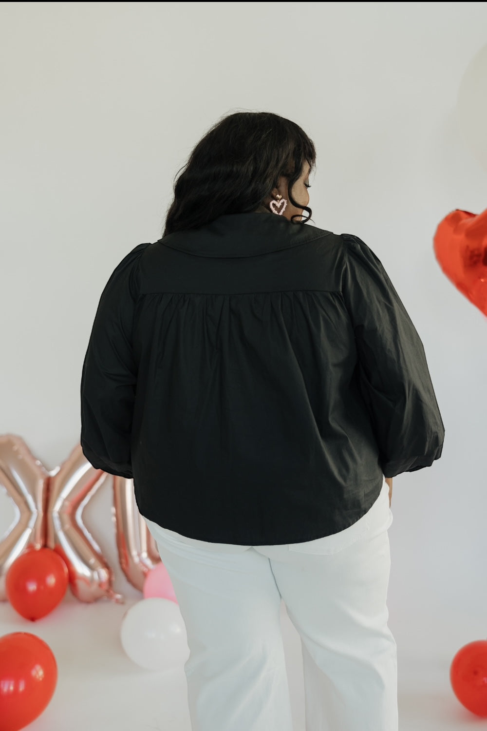 Ella Oversized Collar Button Top (S-3XL)
