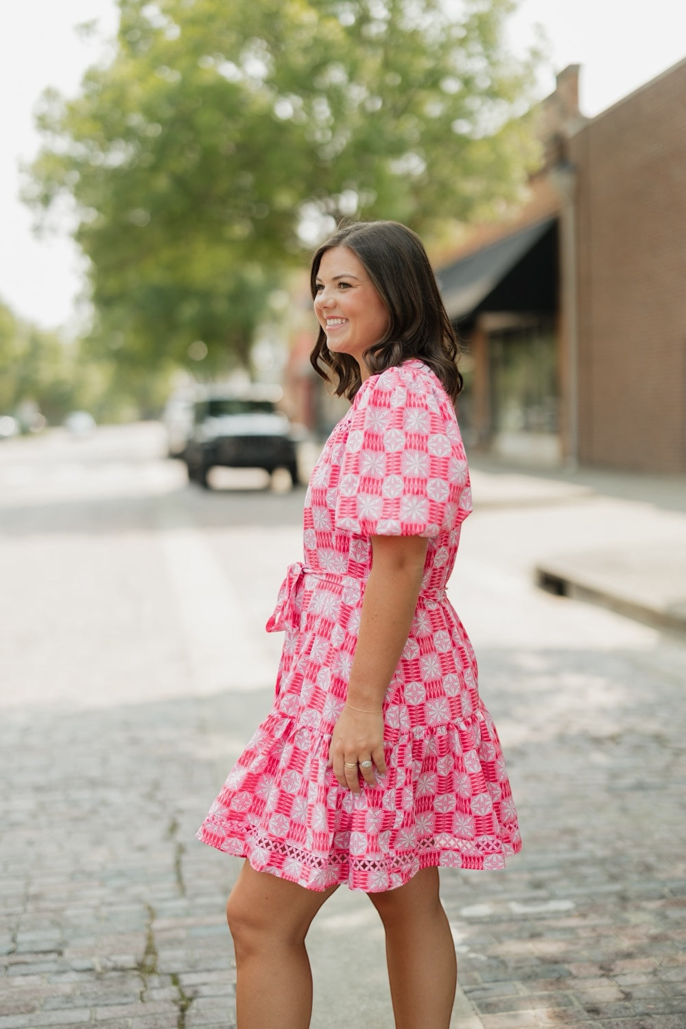 The Addison Quilted Charm Red Dress