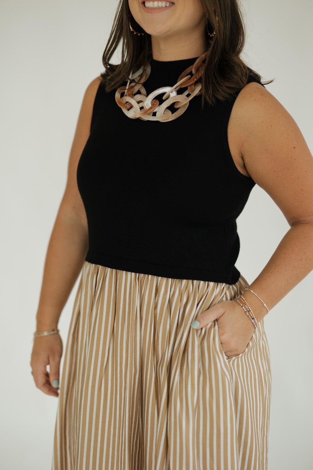 Sarah Mixed Media Midi Dress