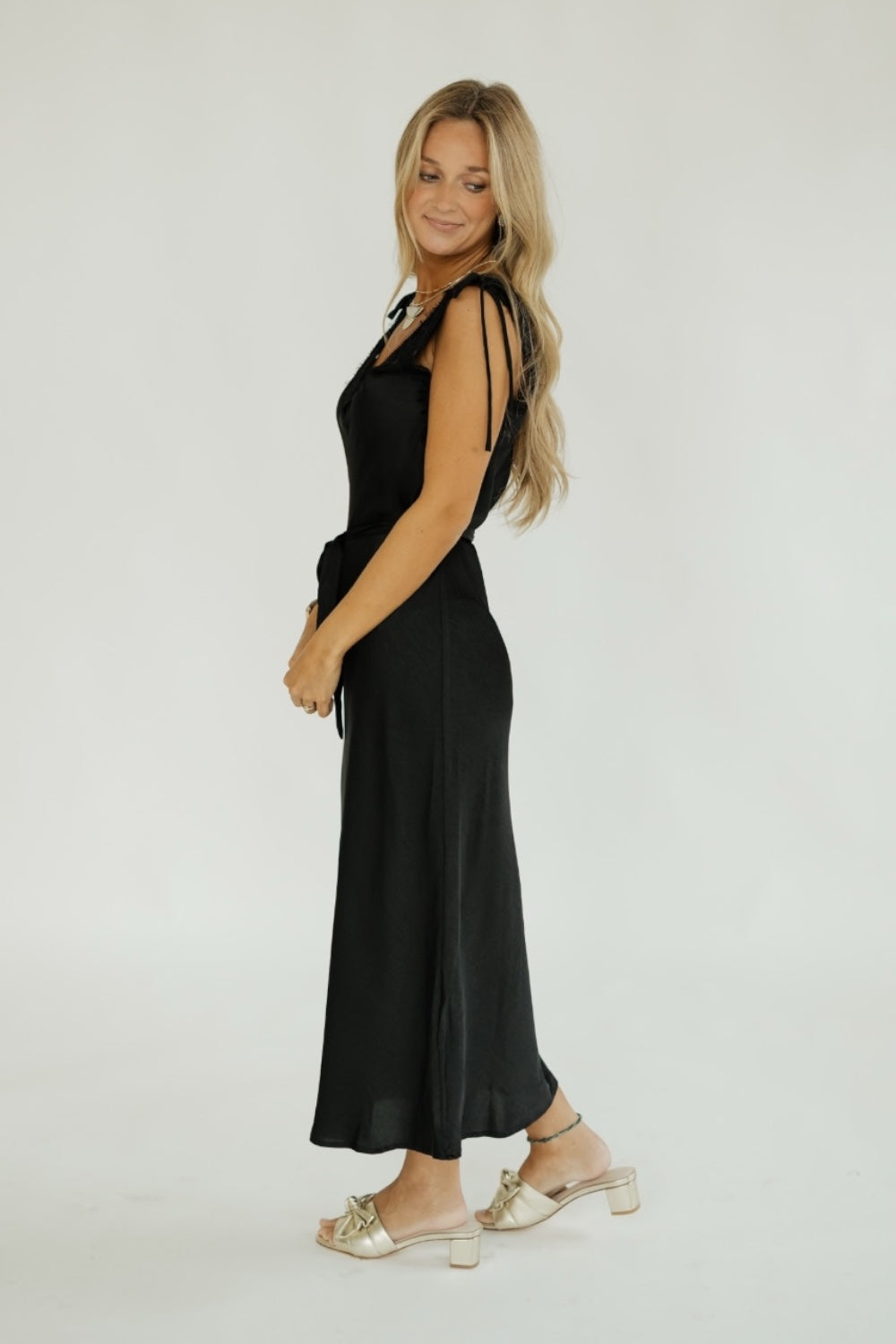 Racquel Black Lace Trim Slip Dress (XS-XL)