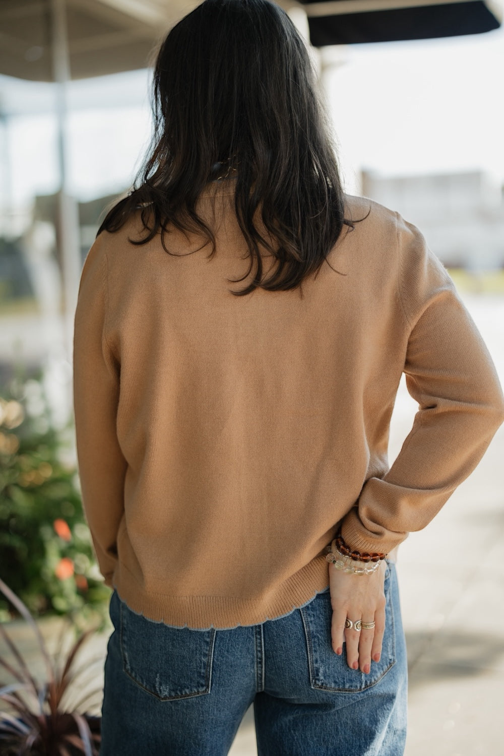 Helen Blue Scallop Hem Cardigan