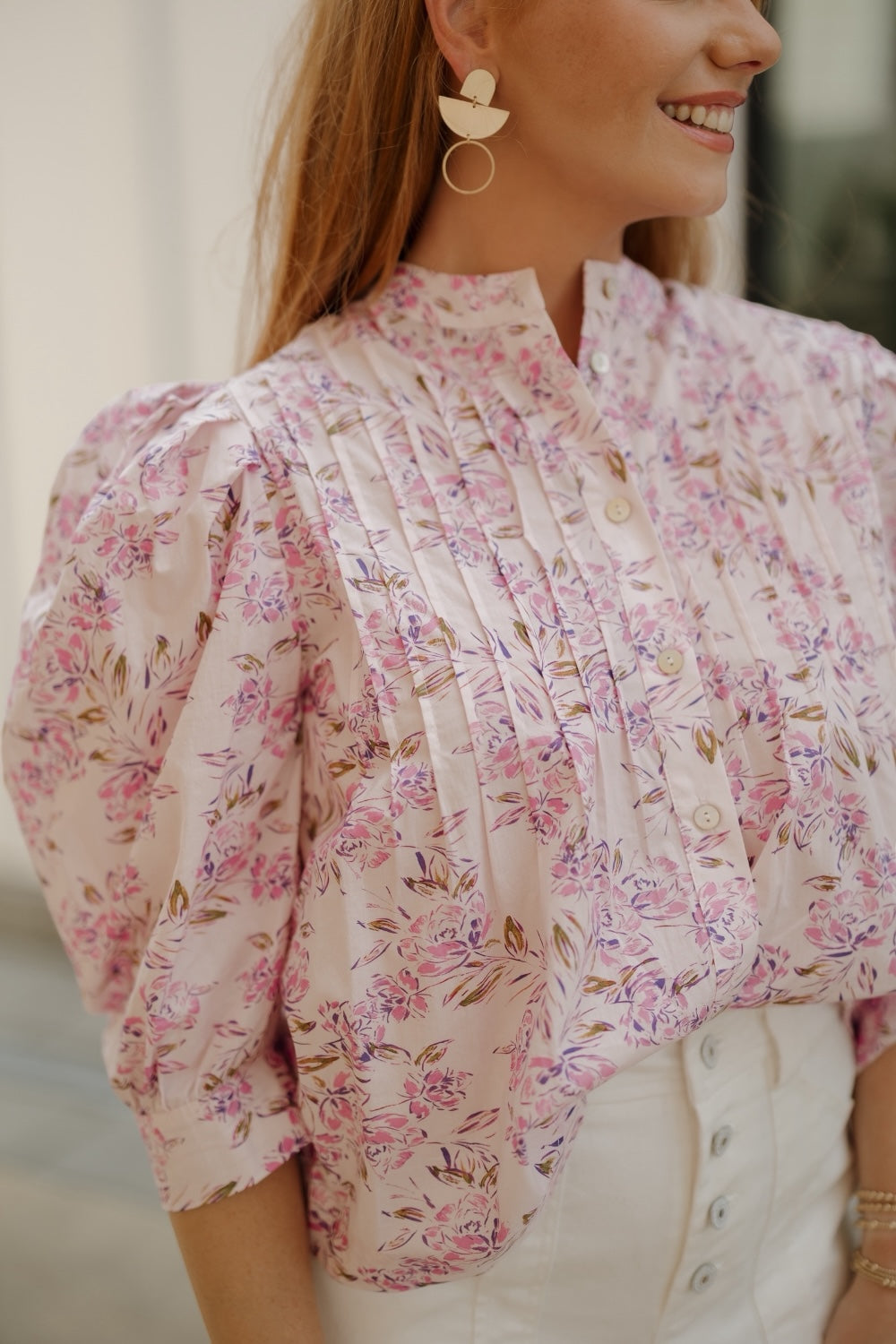 Penelope Purple Pleated Front Blouse