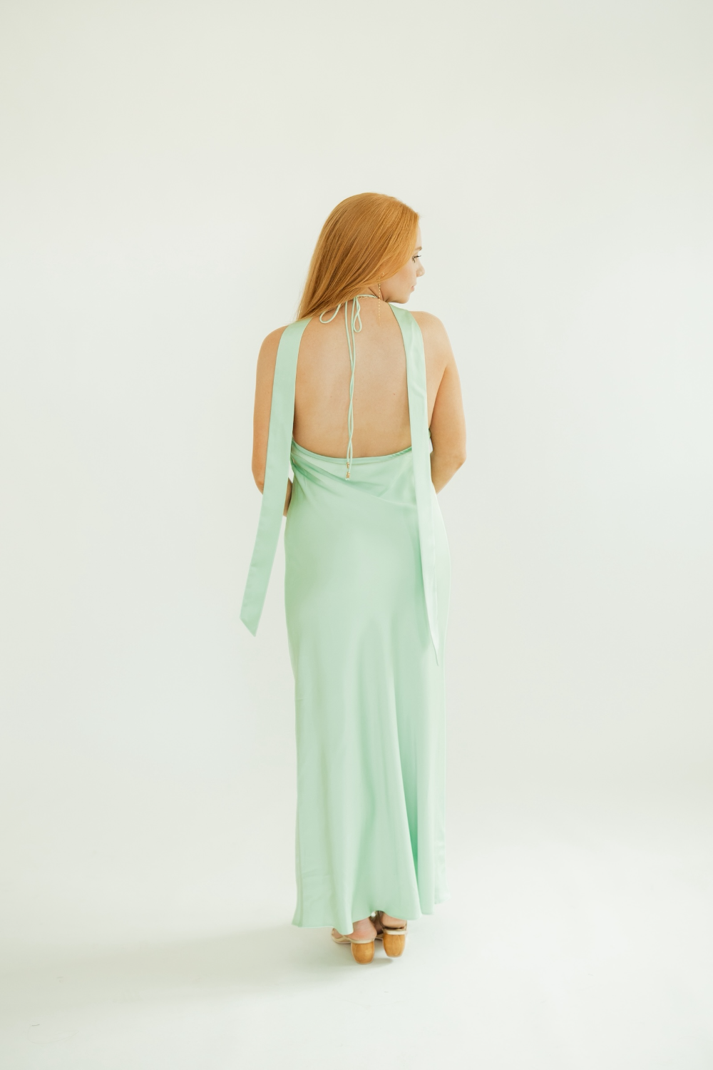 Devon Light Green Halter Scarf Dress