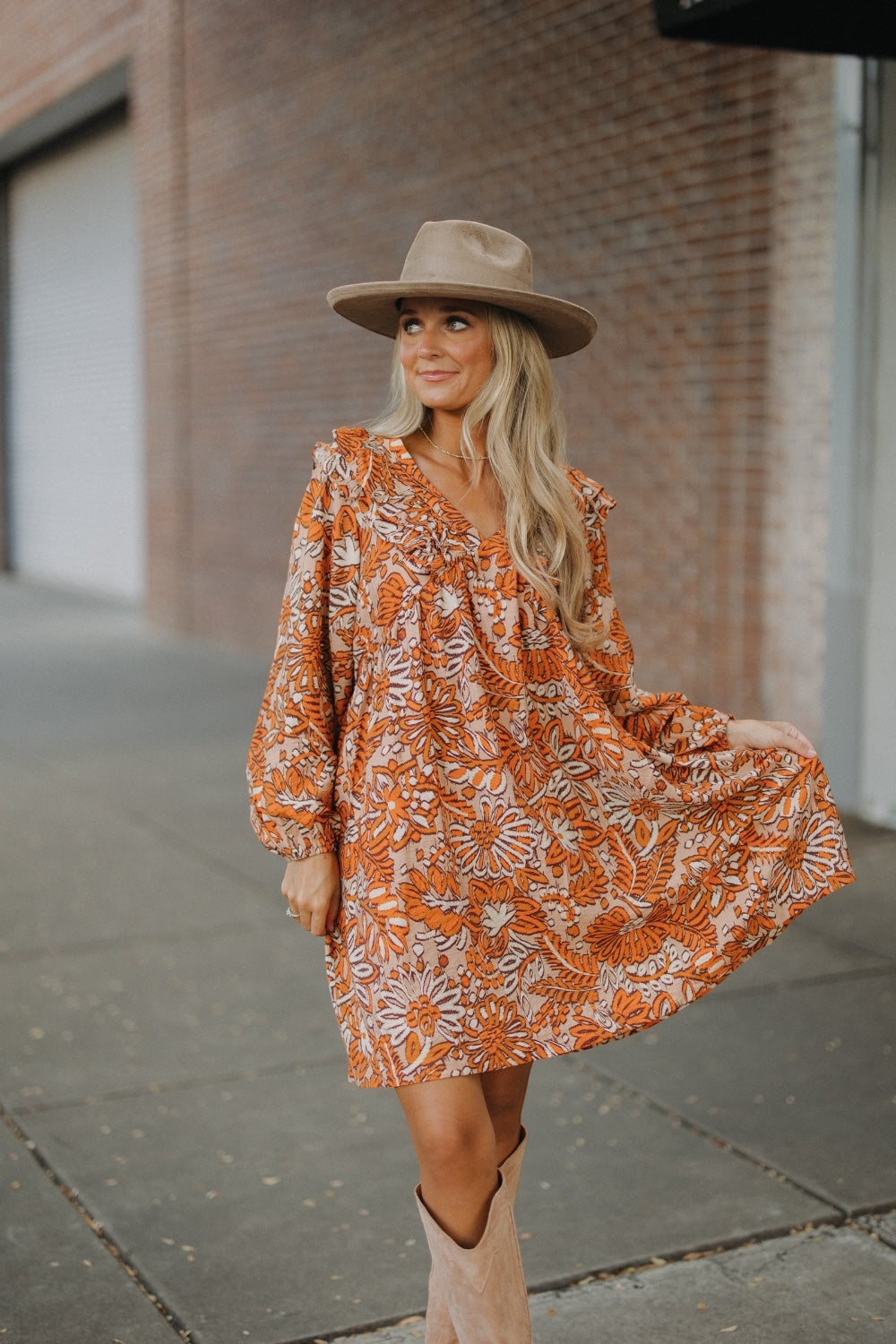 Sadie Salmon Printed Dress (S-3XL)