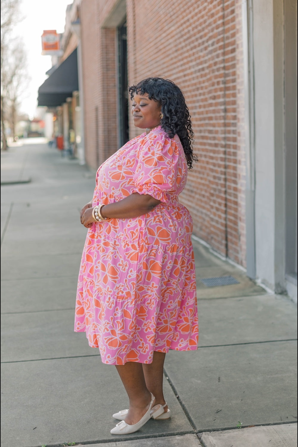 Evie Blossom Breeze Coral Midi Dress (XS-2XL)