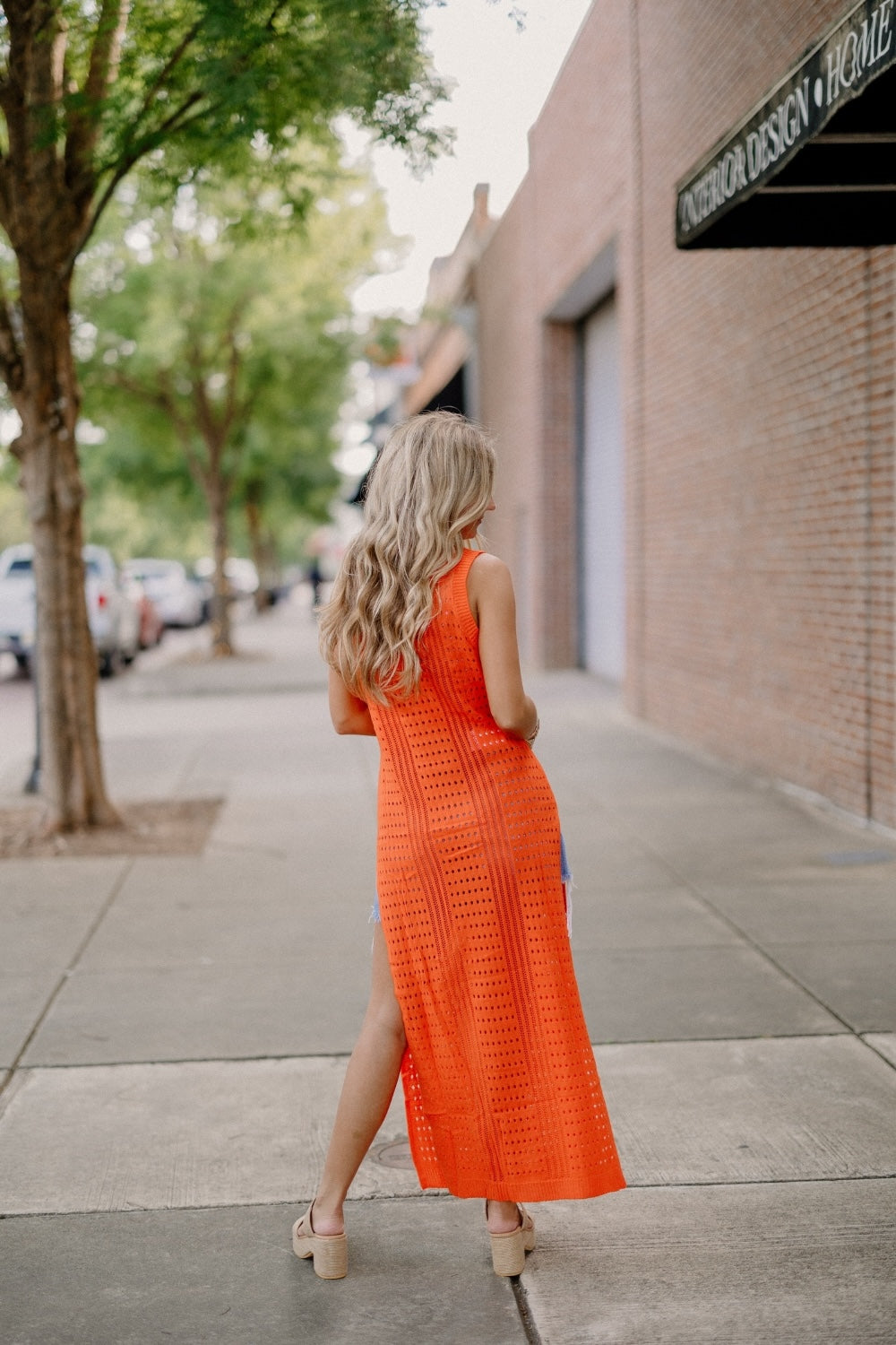 Tangerine Crochet Long Coverup (S-3XL)