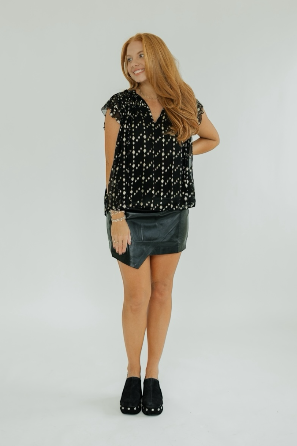 Black Geo Print Sleeveless Top