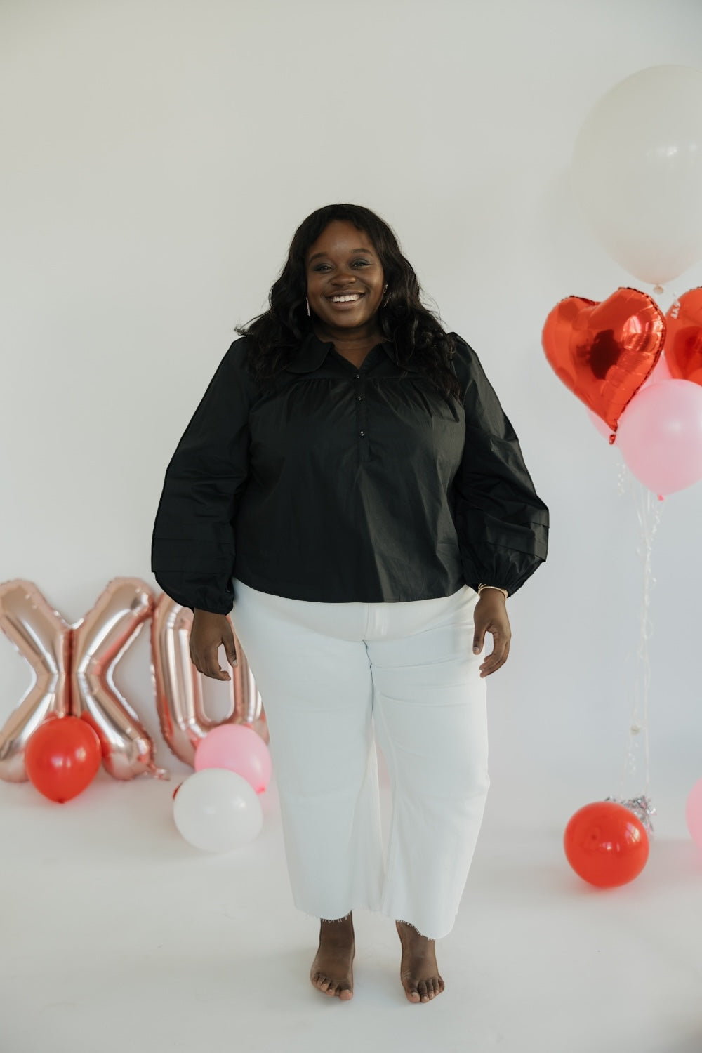 Ella Oversized Collar Button Top (S-3XL)