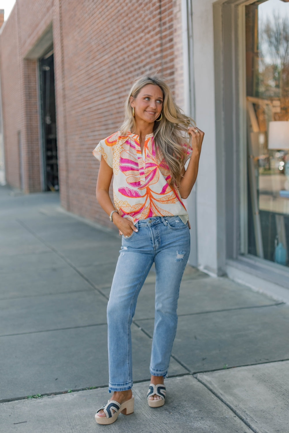 Joy Outline Palms Top by Maude