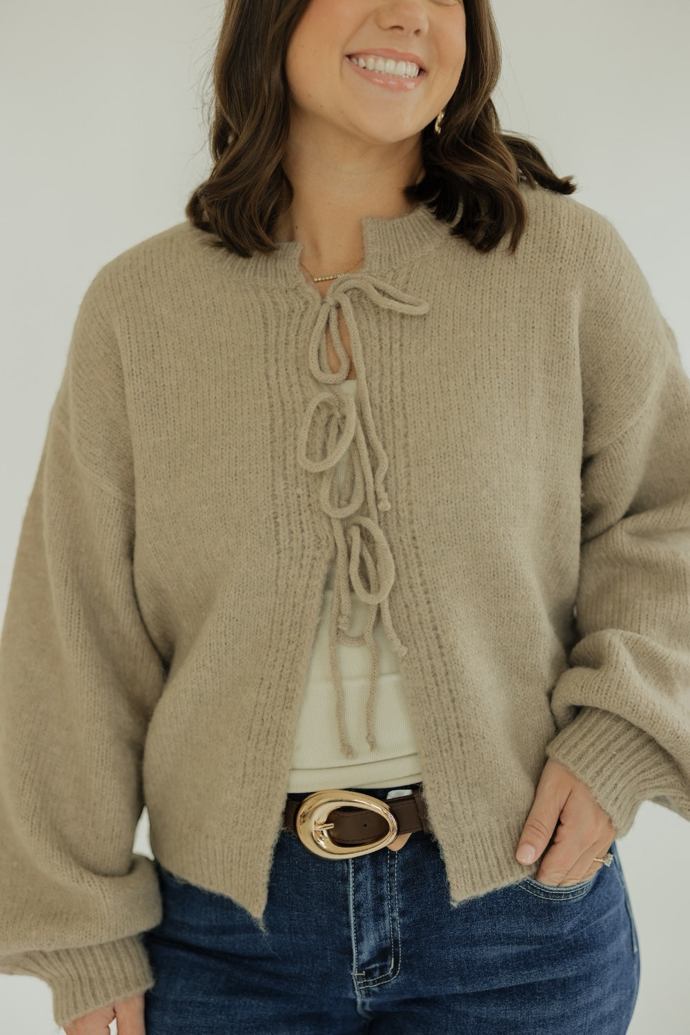 Macchiato Tie Front Sweater Cardigan (XS-XL)