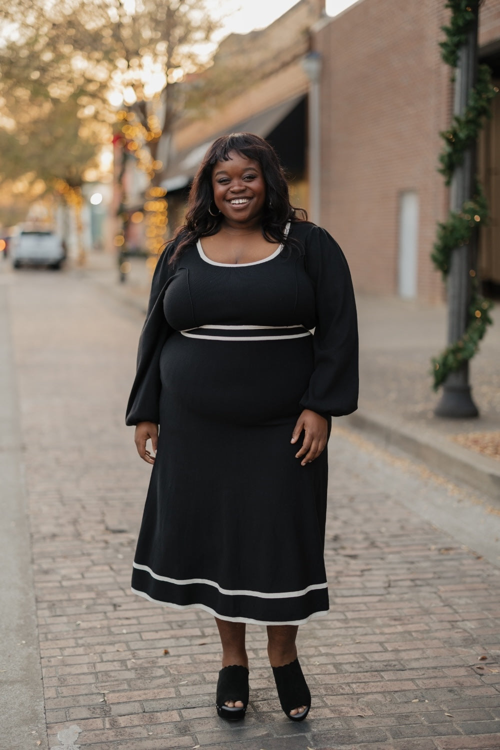 Mayci Black Knit Midi Dress