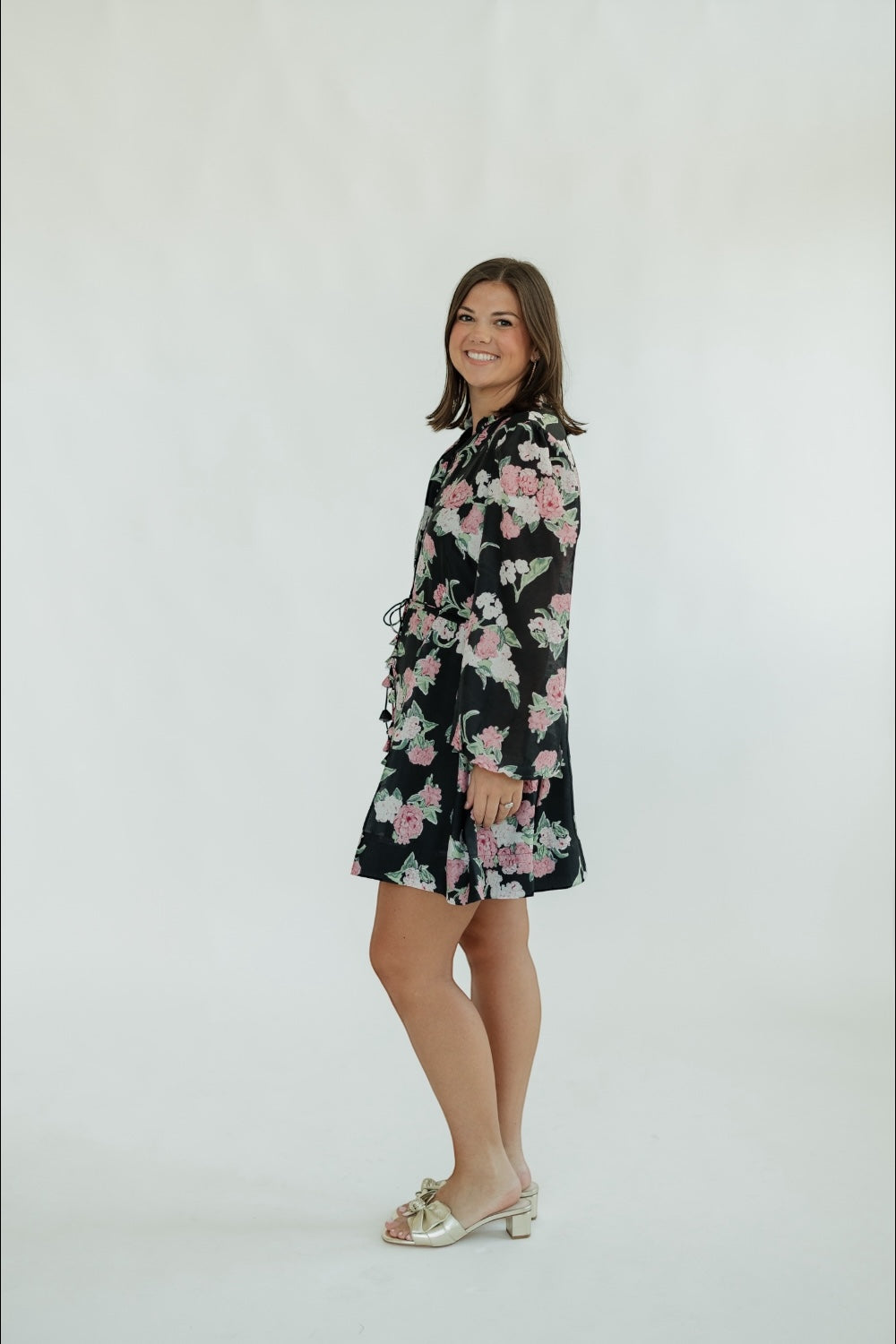 Nina Black Floral Mini Dress