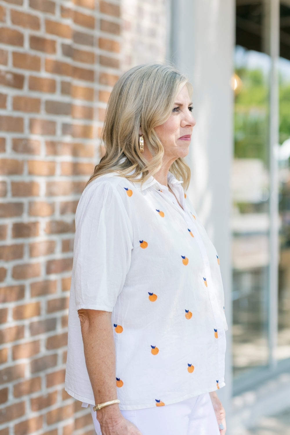 Orange Print Short Sleeve Top (XS-XL)