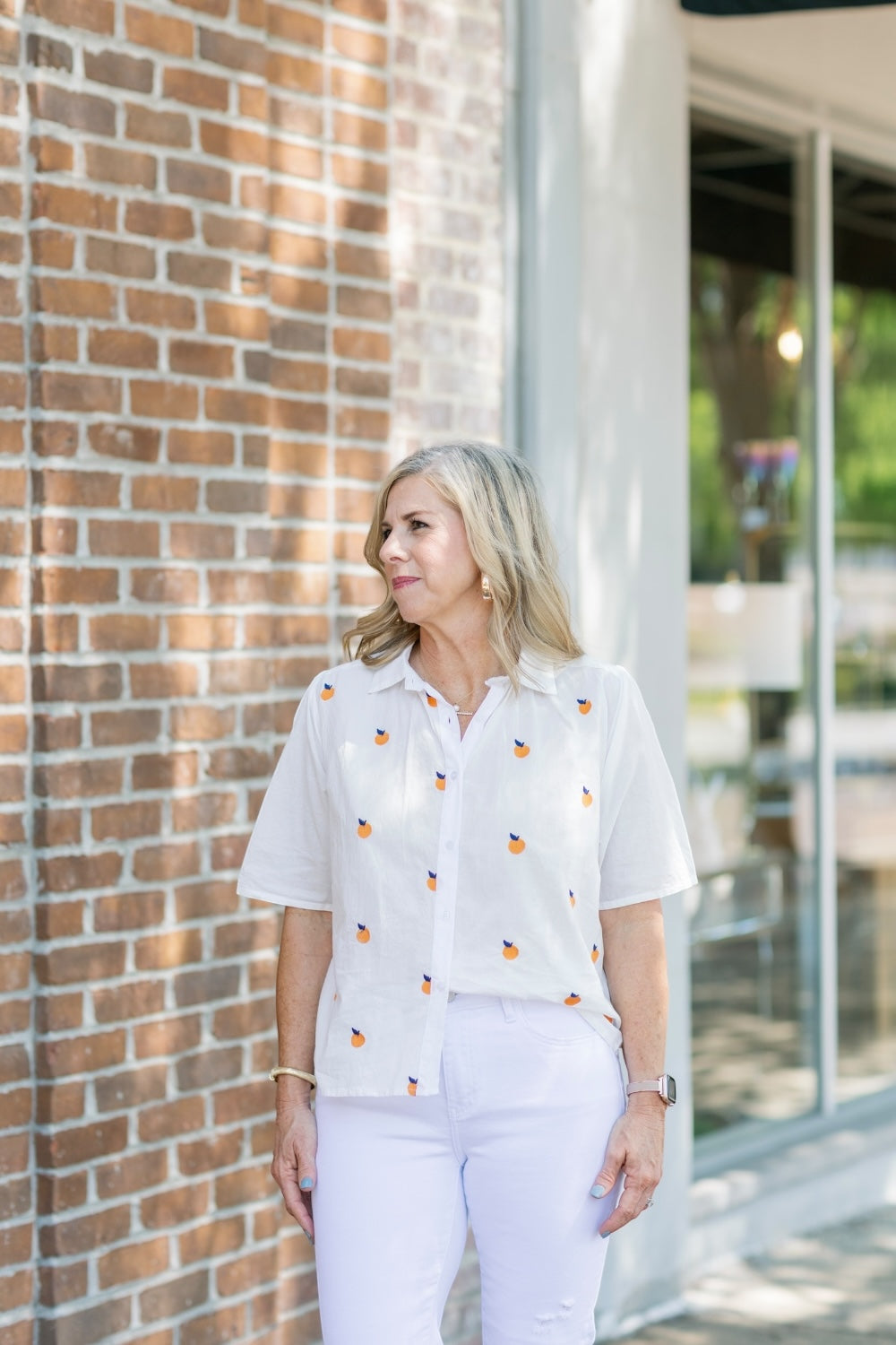 Orange Print Short Sleeve Top (XS-XL)