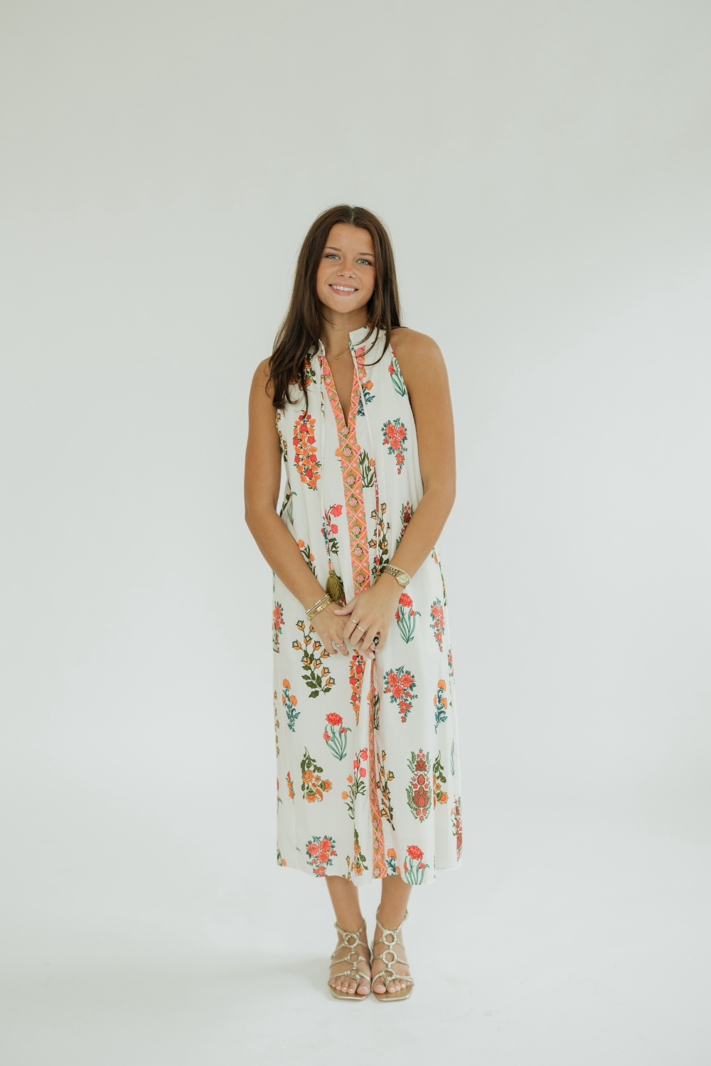 hanna floral maxi dress NWT a.n.a. Hanna Floral Maxi Cold Shoulder Dress L