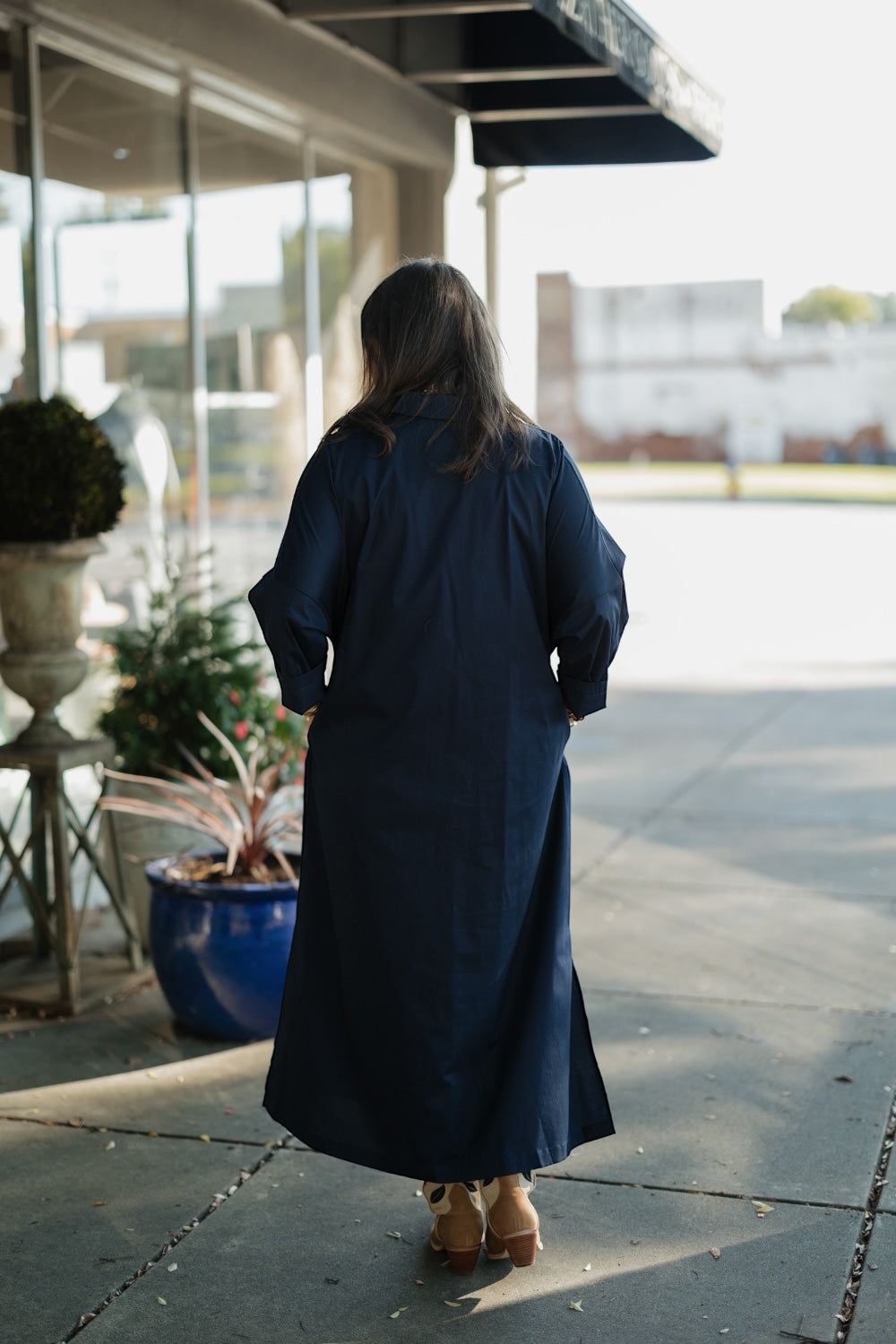 Regan Navy Button Down Maxi Dress (S-3XL)