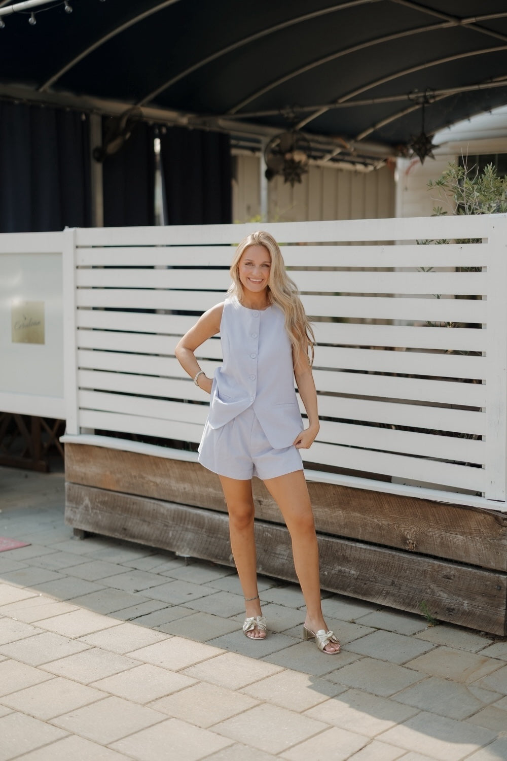 Chambray Sleeveless Linen Vest