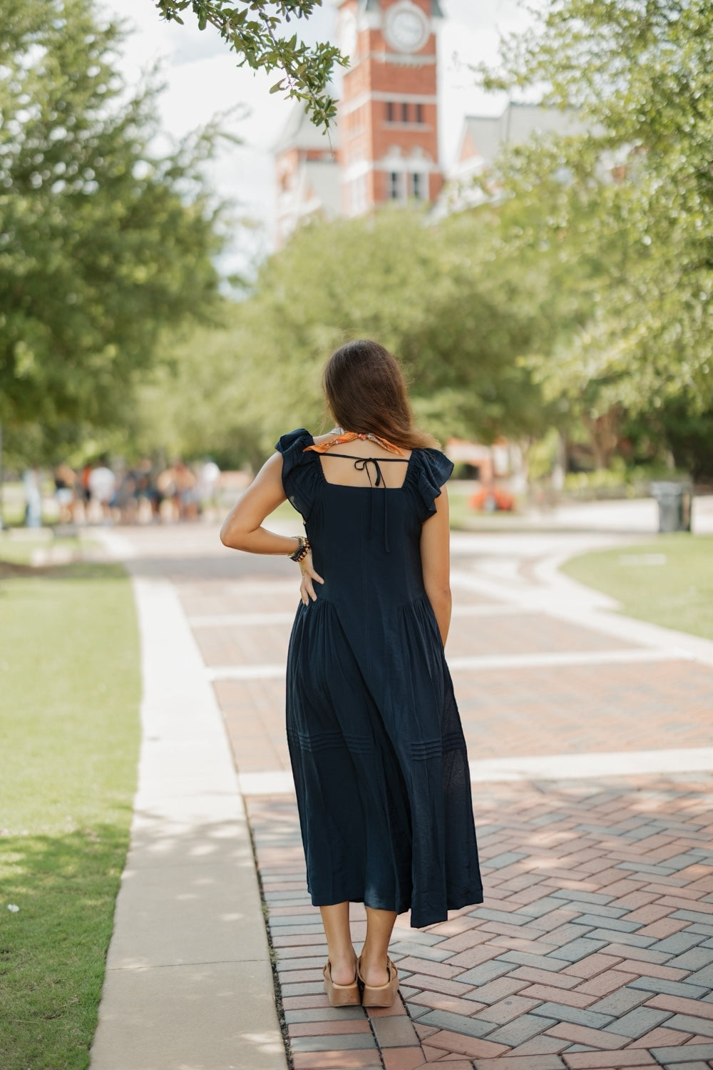 Maren Navy Flutter Sleeve Maxi Dress