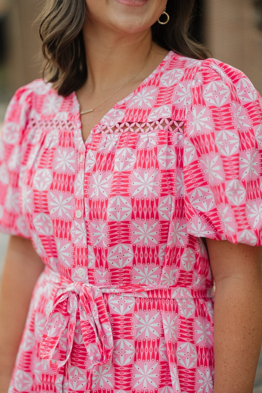 The Addison Quilted Charm Red Dress