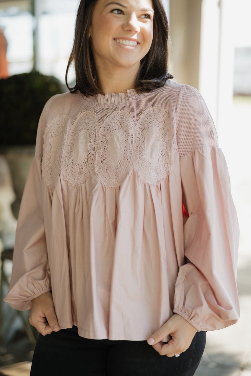 Morgan Mauve Lace Applique Top