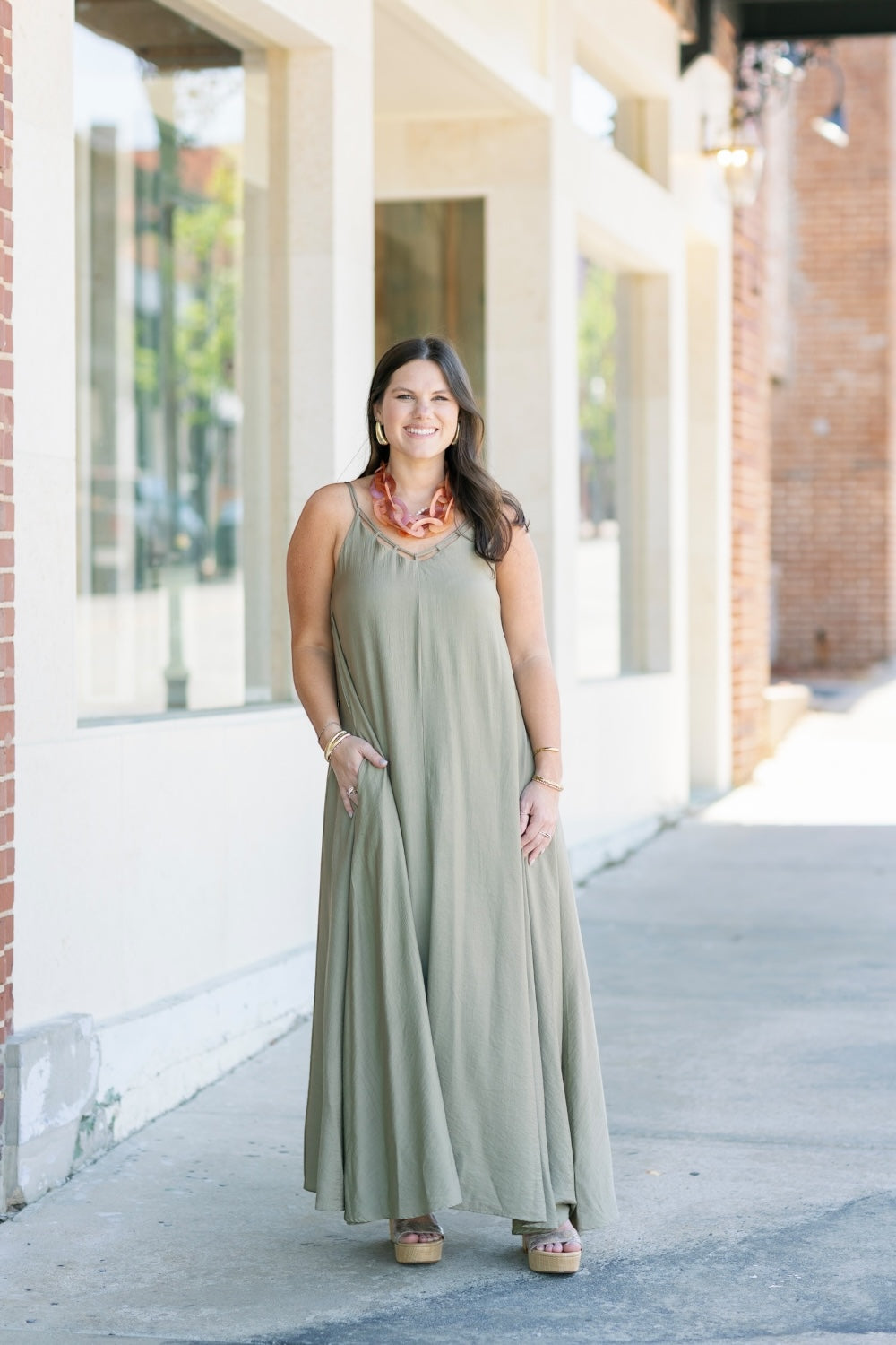 Tanya Taupe Textured Woven Maxi Dress