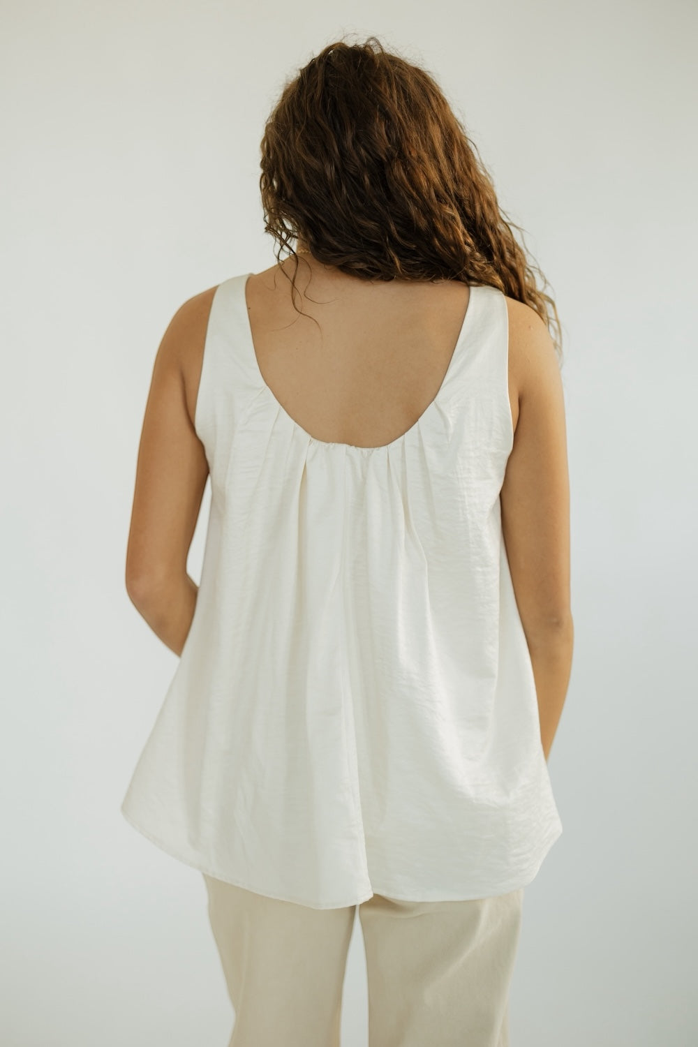 Sadie Cream Satin Babydoll Top