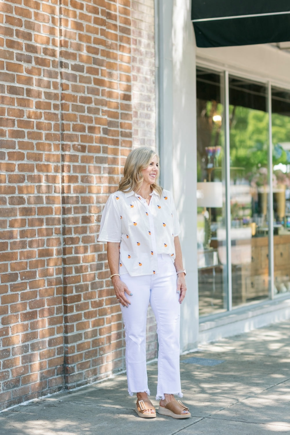 Orange Print Short Sleeve Top (XS-XL)