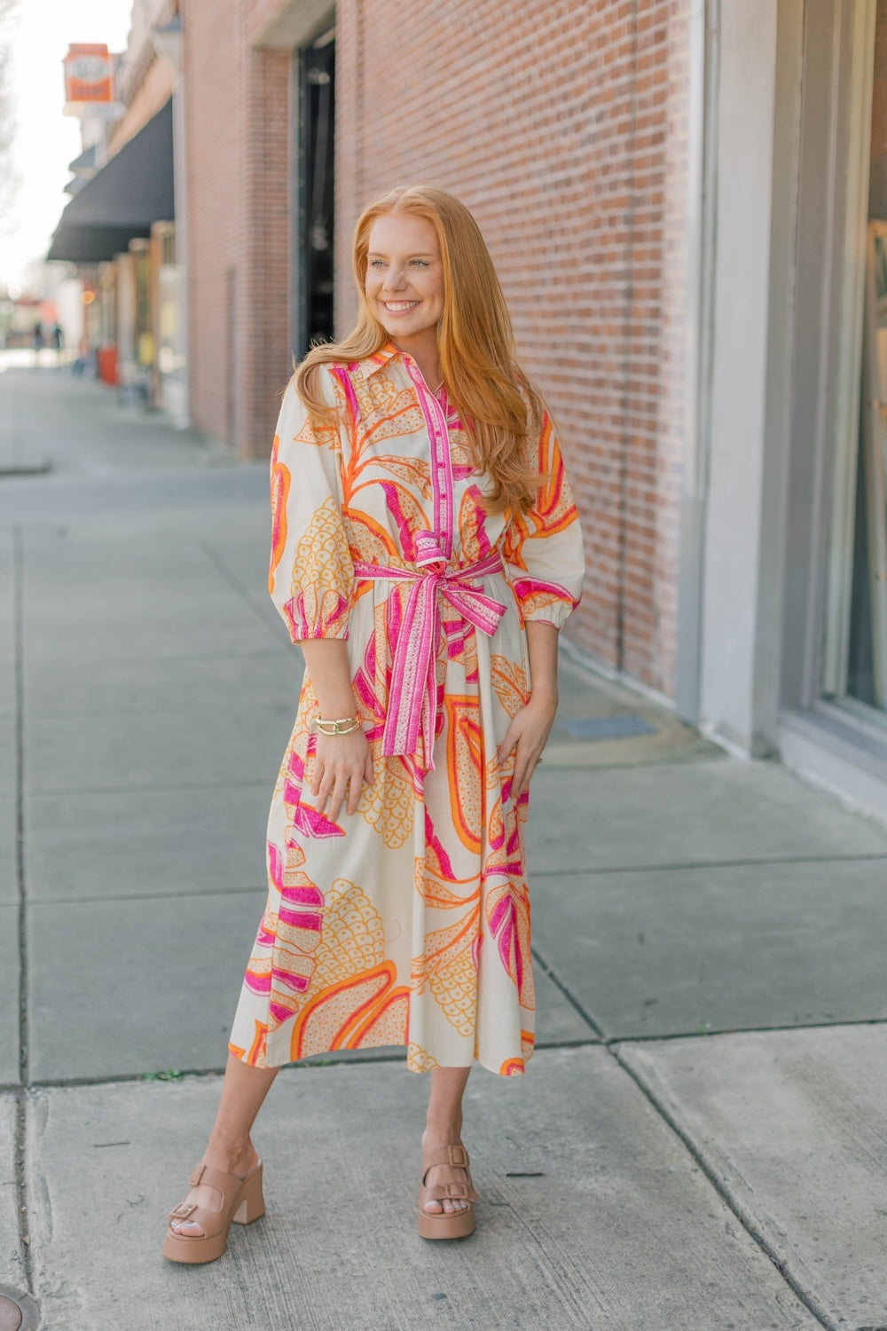 Remi Outline Palms Midi Dress by Maude