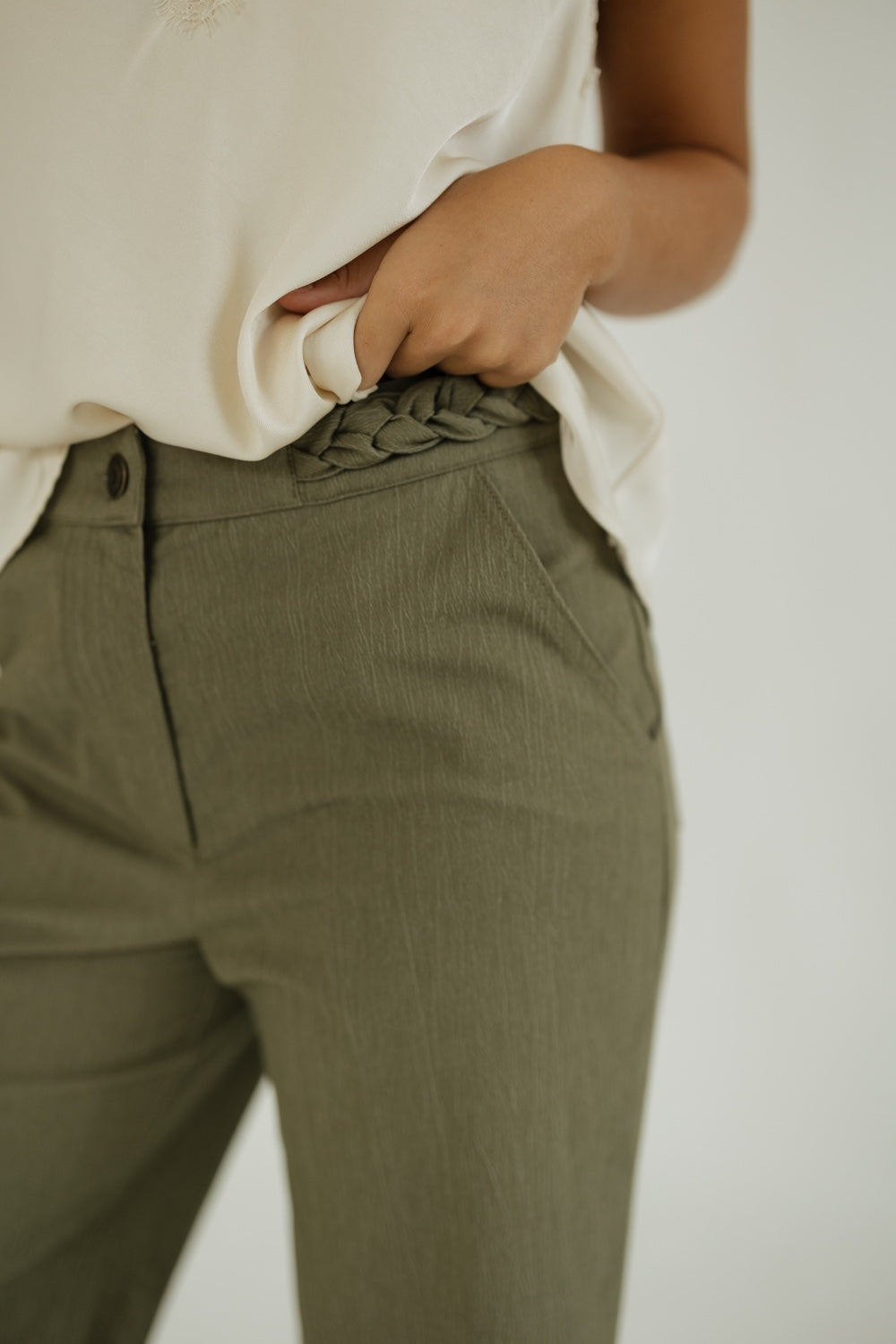Olive Braided Waist Pant (XS-XL)