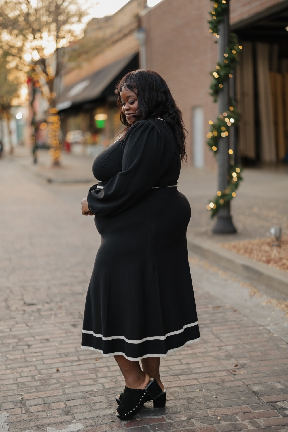 Mayci Black Knit Midi Dress