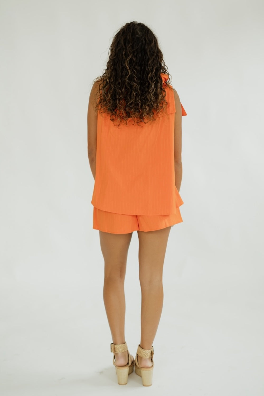 Bridget Orange Pinstripe Tie Neck Tank (S-3XL)