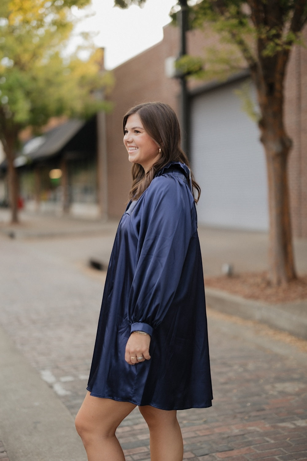 Savannah Navy Ruffle Collar Dress (S-3XL)