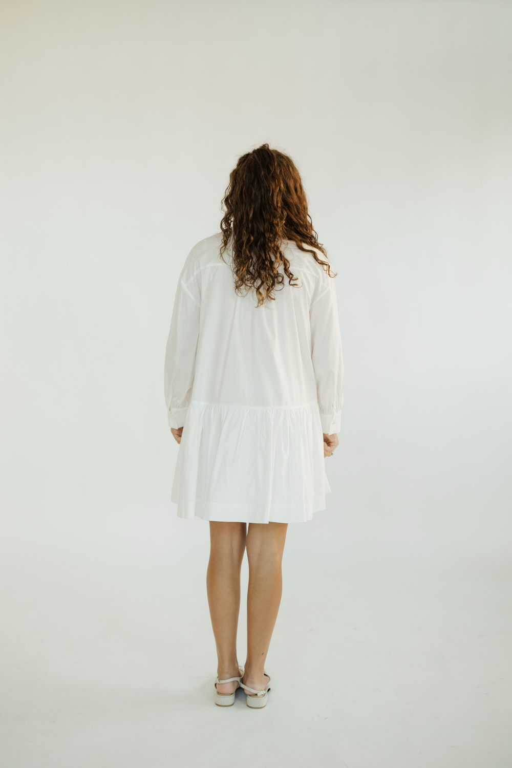 White Embroidered Button Down Mini Dress