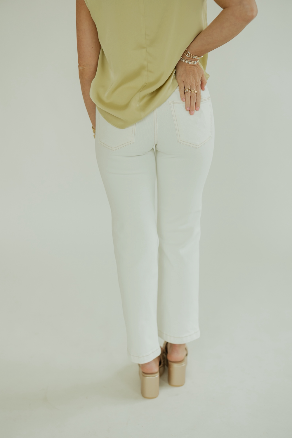Cream Tummy Control Mid Rise Straight Leg Jean (0-22)
