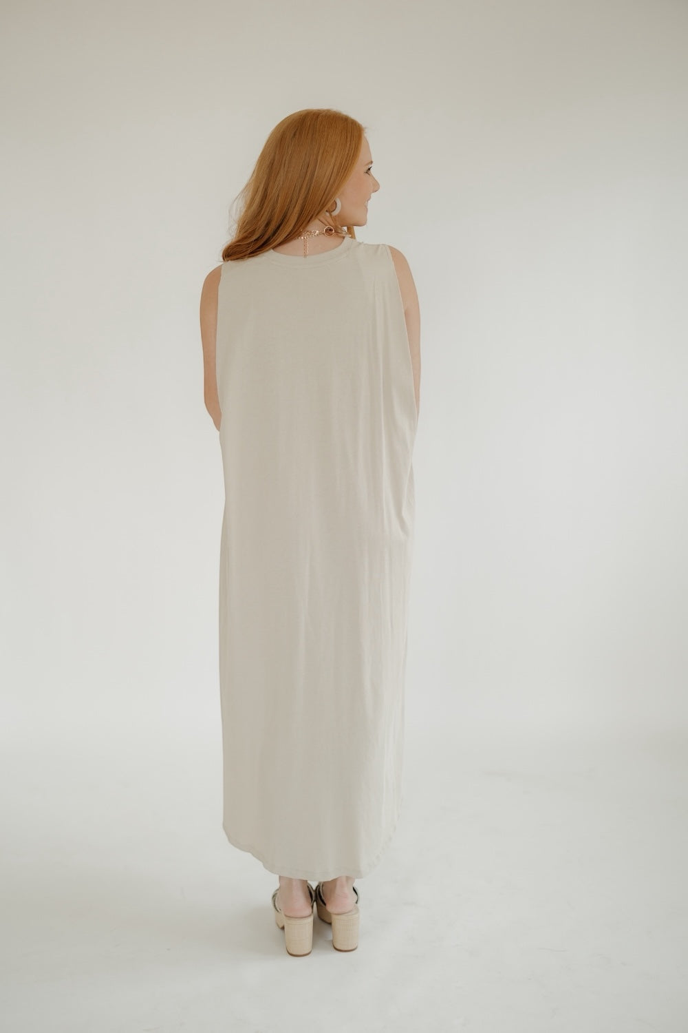Elisa Ecru Back Folded Jersey Dress