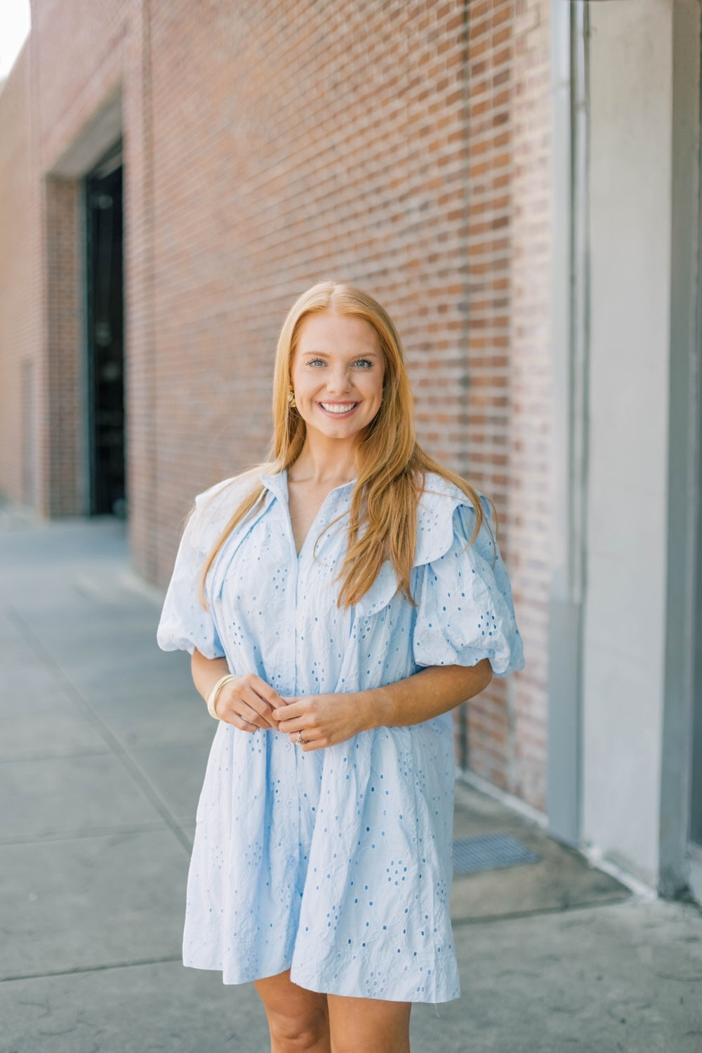 Brayden Eyelet Scallop Collar Dress