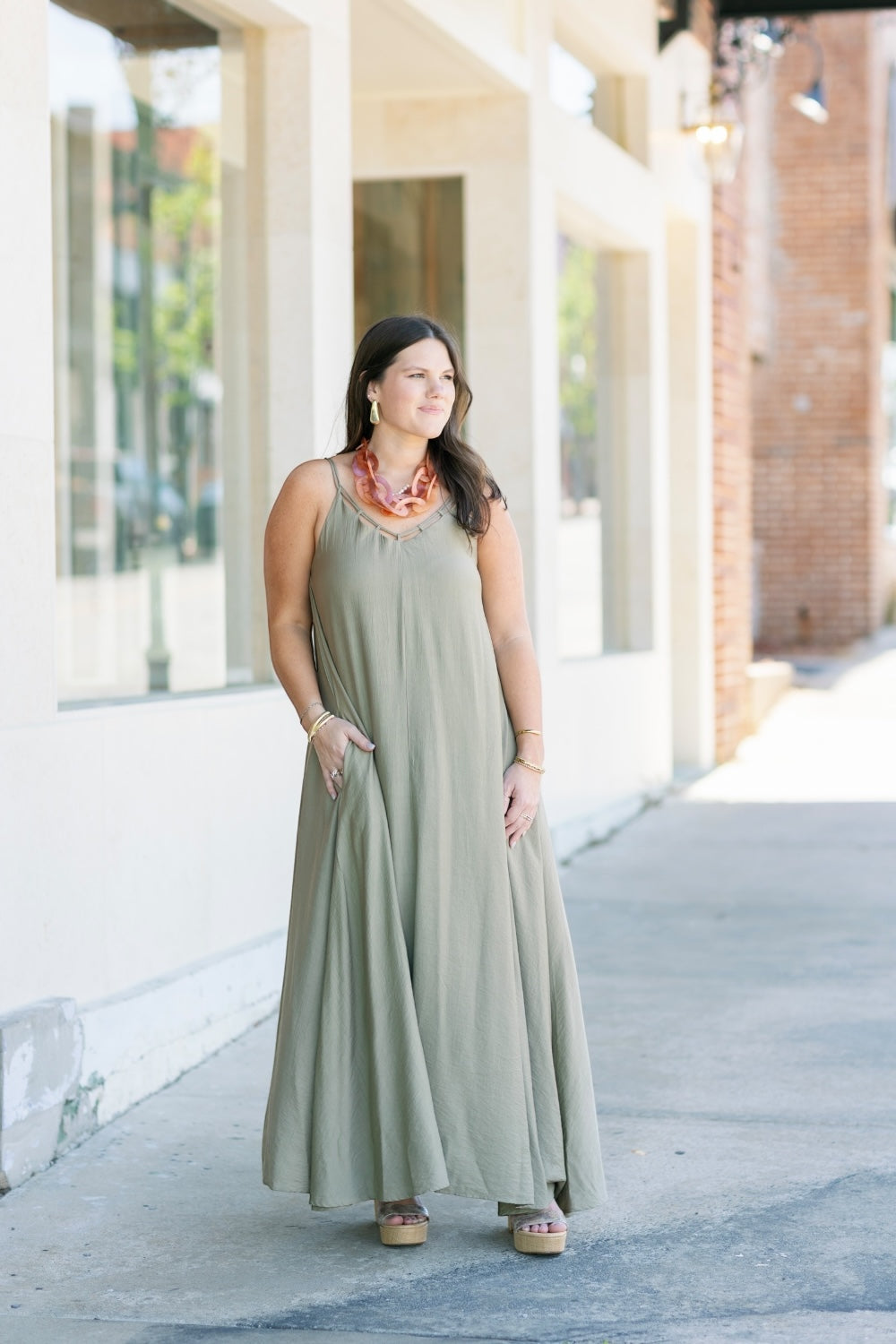 Tanya Taupe Textured Woven Maxi Dress