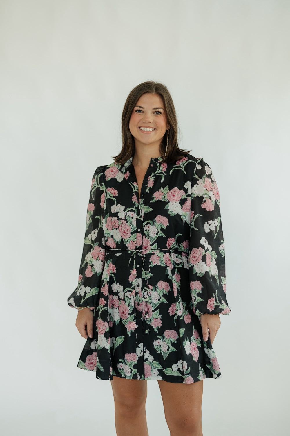 Nina Black Floral Mini Dress