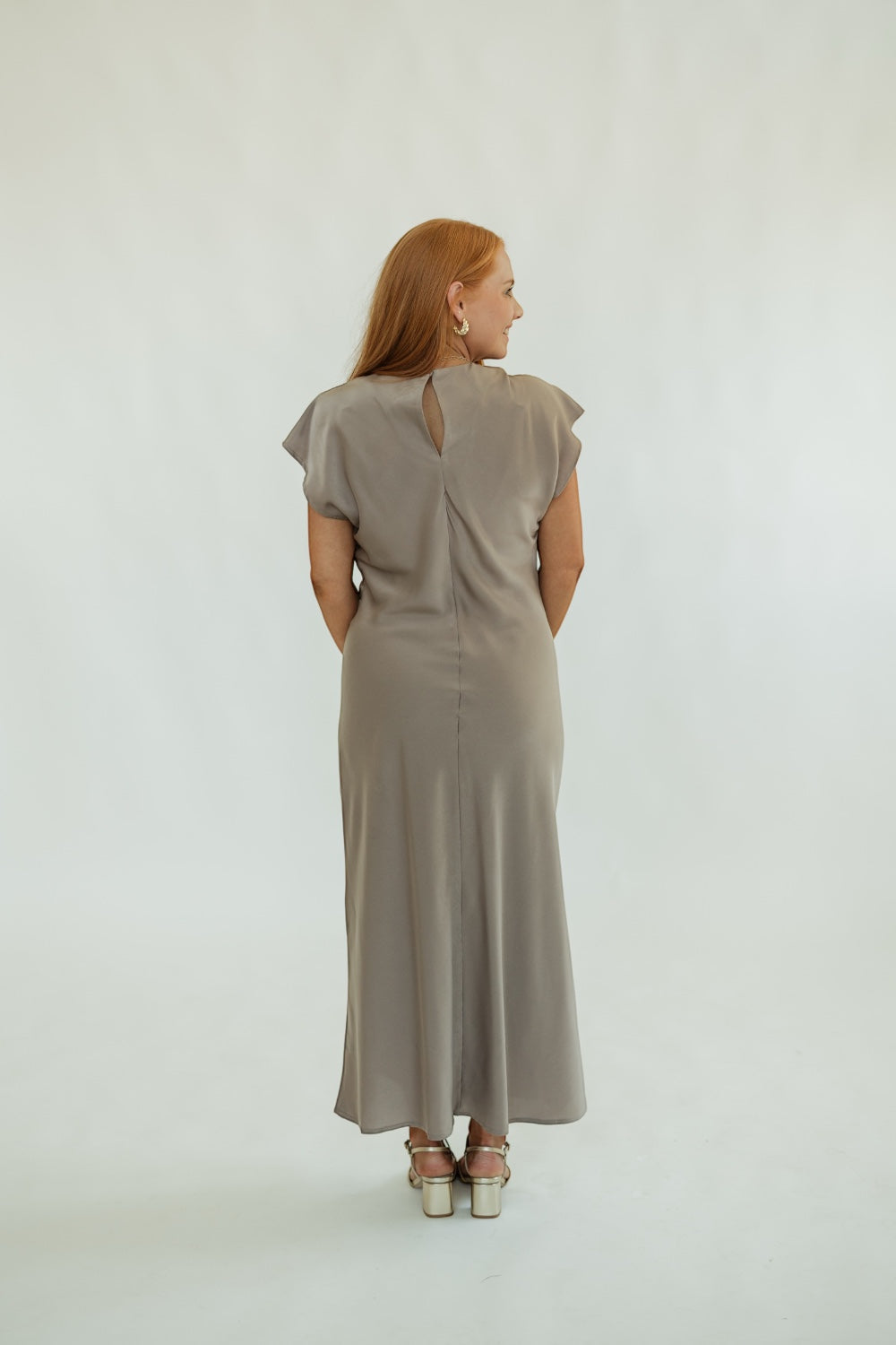 Dallis Satin Bias Cut Waist Midi Dress
