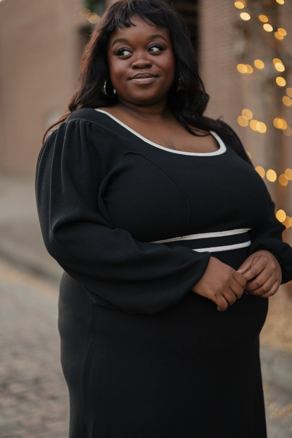 Mayci Black Knit Midi Dress