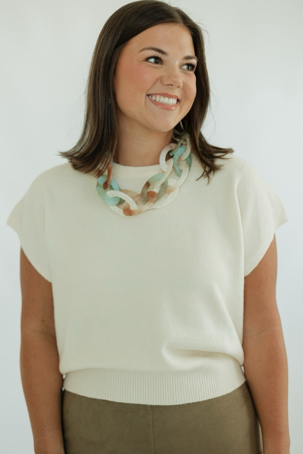 Sage Layered Oval Link Necklace