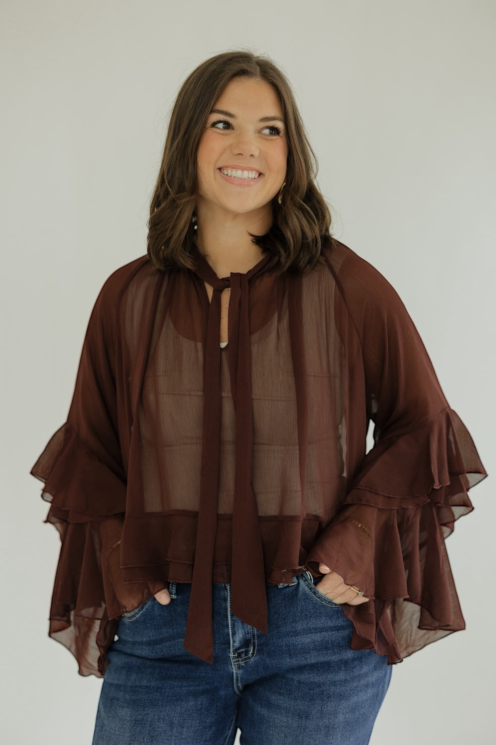 Kyle Burgundy Ruffle Top