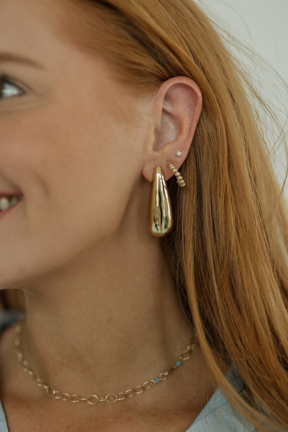 Gold Large Teardrop Earrings