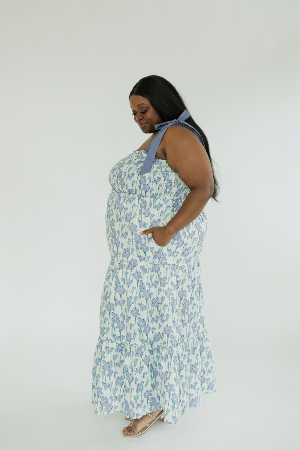 Tilly Floral Tie Sleeve Midi Dress (S-2XL)